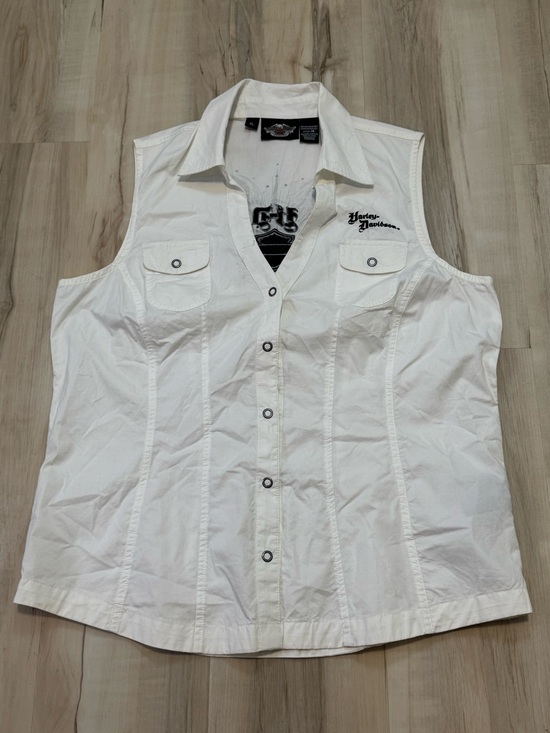 Harley-Davidson Tops - Y2K Harley Davidson White Vest